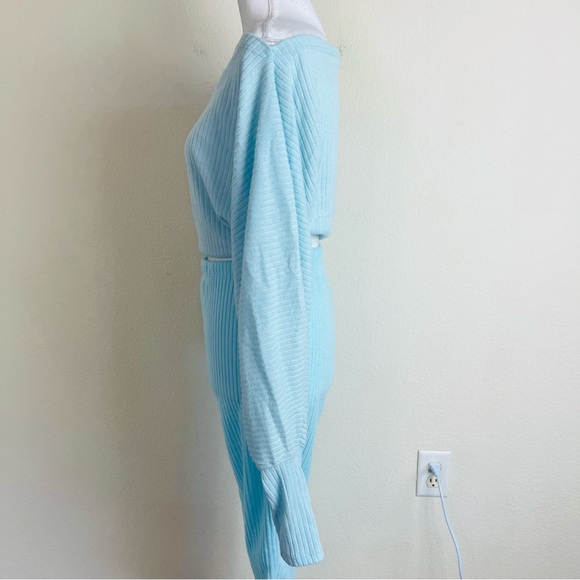 Fashion Nova Aqua Blue Ribbed Long Sleeve & Pants Set - Picture 10 of 14